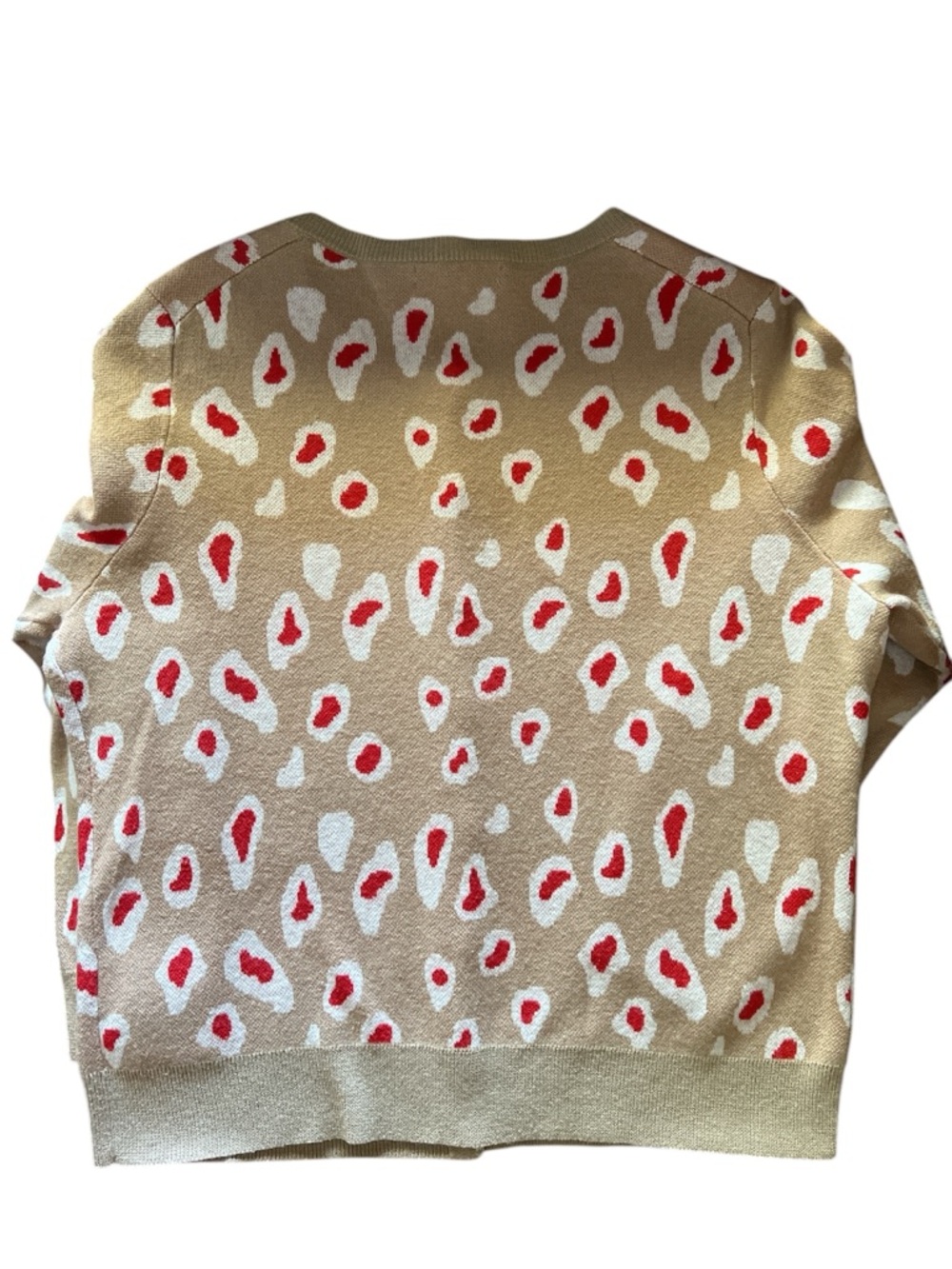 Banana Republic Beige Cardigan with Red and Cream Spot Print XL - Picture 7 of 8